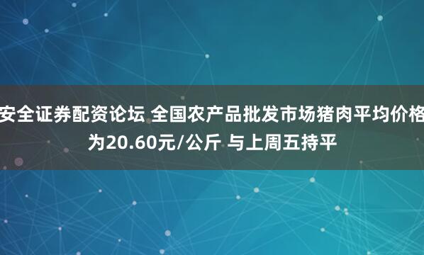 安全证券配资论坛 全国农产品批发市场猪肉平均价格为20.60元/公斤 与上周五持平
